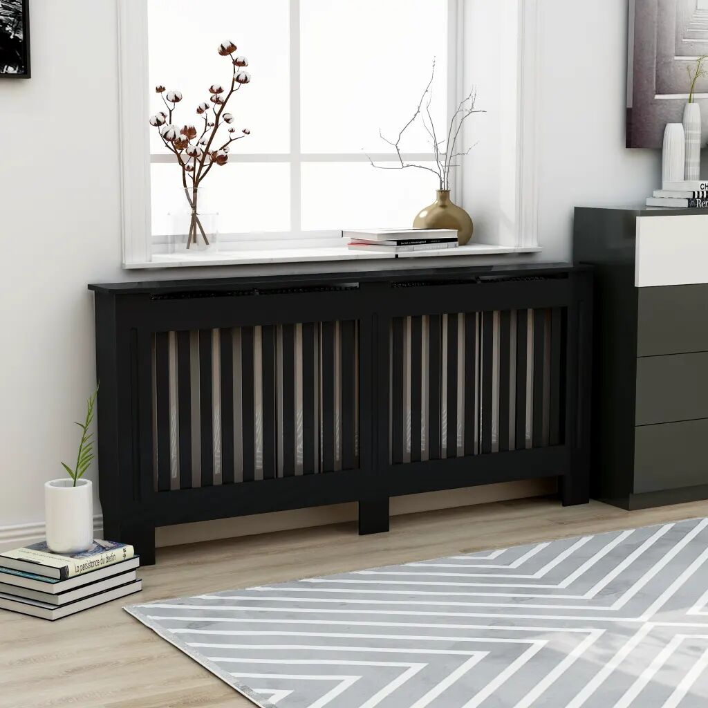 vidaXL Radiatordeksel svart 172x19x81 cm MDF