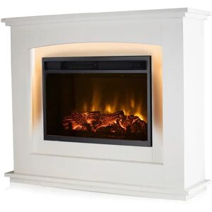 Warmlite Washington Fireplace Suite with 2 Heat Settings, LED Log Flame Effect, 2000W brown/white 82.5 H x 100.0 W x 29.7 D cm