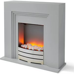 Warmlite York Fireplace Suite with Realistic LED Flame Effect and Adjustable Thermostat, 2000W gray 75.0 H x 81.0 W x 27.0 D cm