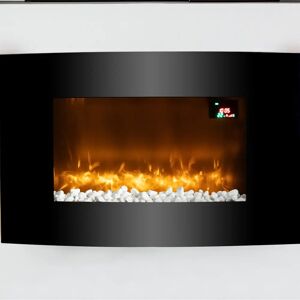 Warmlite Glasgow Curved Glass Wall Mounted Fireplace, Remote Control Operated, 2 Heat Settings black 56.0 H x 13.2 W x 89.0 D cm