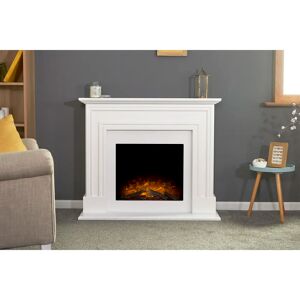 Adam Sandwell Electric Fireplace Suite In Pure White, 44 Inch white 93.7 H x 110.0 W x 38.0 D cm