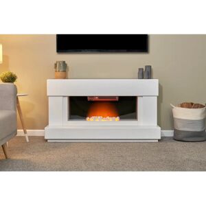 Adam Verona Fireplace Suite In Pure White, 48 Inch gray 65.0 H x 121.0 W x 38.0 D cm