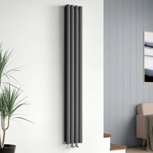 Hudson Reed Revive Vertical Oval Panel Radiator gray 1800.0 H x 236.0 W x 7.8 D cm