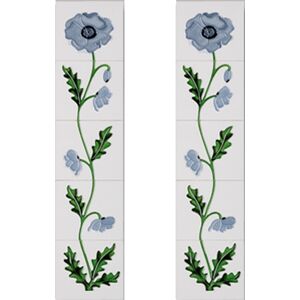 Cast Tec Field Poppy Blue and Ivory Fireplace Tiles