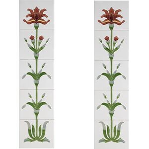 Cast Tec Oriental Iris Burgundy and Ivory Fireplace Tiles