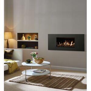 Gazco Studio 1 Conventional Flue Gas Fire with Steel 2 Frame Log Set and Black Glass Lining Effect
