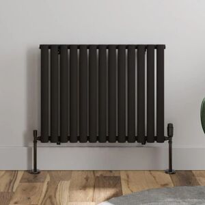 DURATHERM Black Oval Column Designer Radiator Vertical Horizontal 600 x 780mm Single Panel - Black