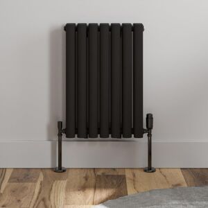 DURATHERM Black Oval Column Designer Radiator Vertical Horizontal 600 x 420mm Double Panel - Black