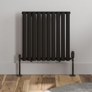 DURATHERM Black Oval Column Designer Radiator Vertical Horizontal 600 x 600mm Single Panel - Black