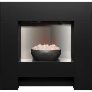 Cubist Electric Fireplace Suite in Textured Black, 36 Inch - Black - Adam