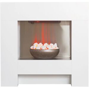 Adam Cubist Electric Fireplace Suite in White, 36 Inch - White