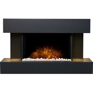 Manola Wall Mounted Electric Fire Suite with Downlights & Remote Control in Charcoal Grey - Adam