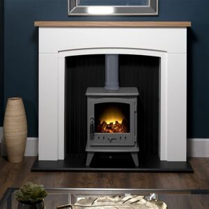 Siena White Surround Electric Fireplace Suite Stove Fire Heater Heating Log - White - Adam