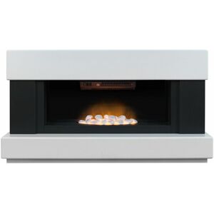 Verona White Electric Fireplace Suite Fire Heater Heating Flame Effect - White - Adam