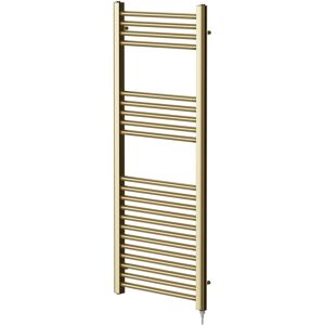 Brushed Brass 1200mm x 500mm Straight Electric Heated Towel Rail - Brushed Brass - Colore