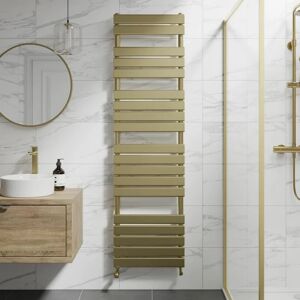 Duratherm Brushed Brass Flat Panel Heated Towel Rail Bathroom Radiator 1800 x 500mm - Gold