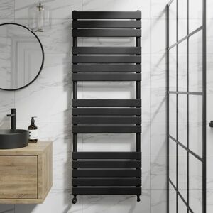 Black Flat Panel Heated Towel Rail Bathroom Radiator 1600 x 600mm - Black - Duratherm