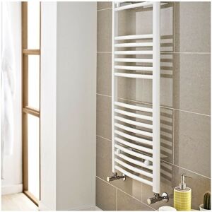 Kartell White Curved 400 x 1600 Heated Towel Rail 22mm Warmer Radiator 400mm x 1600mm