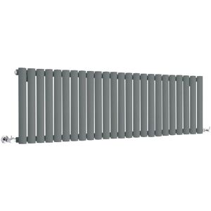 Aruba - Modern Anthracite Horizontal Single Oval Panel Radiator - 400mm x 1416mm - Milano