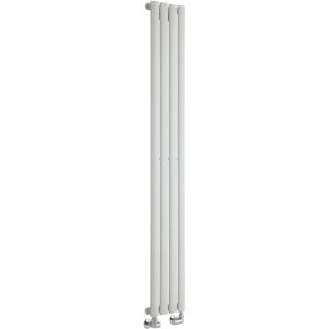 Milano Aruba - Modern White Vertical Column Single Oval Panel Radiator - 1600mm x 236mm