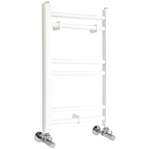 Ive - Modern White Straight Bar Heated Towel Rail Radiator - 600mm x 400mm - Milano