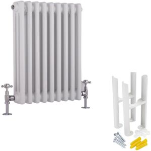 Windsor - Traditional White Cast Iron Style Horizontal Triple Column Radiator with Feet - 600mm x 425mm - Milano