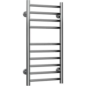 Luna Flat Polished Straight Stainless Steel Heated Towel Rail 720mm h x 350mm w Central Heating - Reina