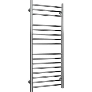 Reina - Luna Flat Polished Straight Stainless Steel Heated Towel Rail 1200mm h x 500mm w Central Heating