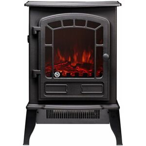 Ripon Freestanding Electric Stove Fire Heater Heating Flame Log Effect - Black - Adam