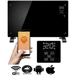 ECASA Electric Black Glass Panel Heater WiFi Digital Timer With Thermostat Remote Cont