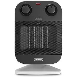 DeLonghi Line, Ceramic Fan Heater 2kw, Manual room thermostate dial, 2 power settings, For Rooms up to 60m3, HFX60c20, Black and White