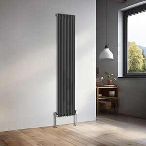 NRG 1800x354mm Vertical Oval Single Panel Heater Column Radiator Central Heating Radiators Designer Tall Radiators Black