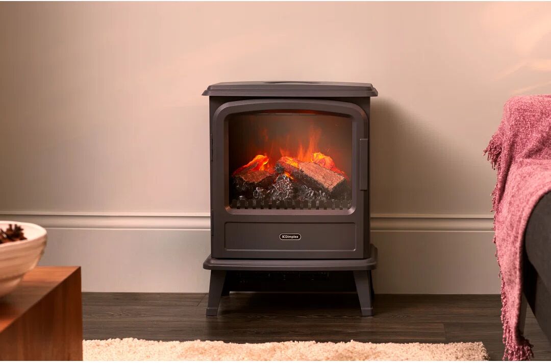 Dimplex Evandale Optimyst Freestanding Electric Flame Effect Stove with 2kw Heater and Remote Control gray