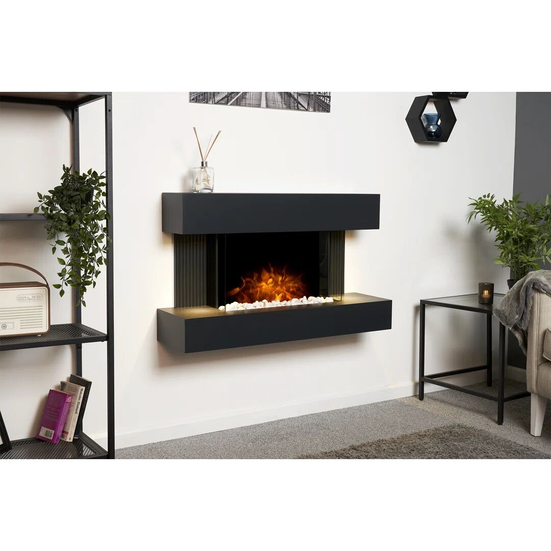 Adam Manola Wall Mounted Electric Suite With Downlights & Remote In Charcoal Grey, 39 Inch black 59.5 H x 100.0 W x 26.5 D cm