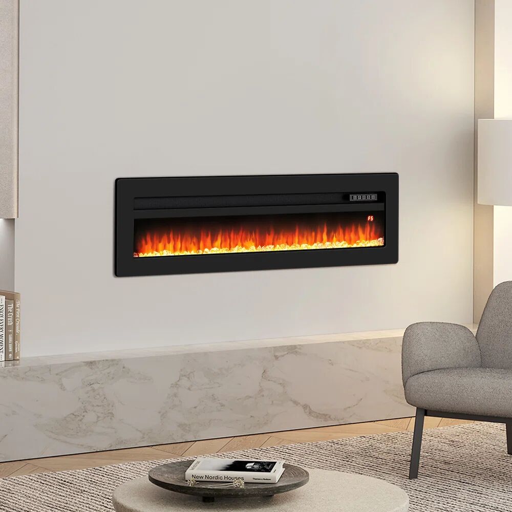 Photos - Fireplace Box / Freestanding Stove Wade Logan Wyndham Electric Inset Fire black 32.7 H x 127.0 W x 14.6 D cm