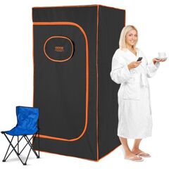 VEVOR Sauna Tent Portable Full Size, 1400W Personal Sauna Kit for Home Spa, Detoxify & Soothing Infrared Heated Body Therapy, Time & Temperature Remote Control With Chair & Floor Mat