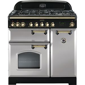 Rangemaster CDL90DFFRP/B 90cm Classic Deluxe Dual Fuel Range Cooker Royal Pearl/Brass