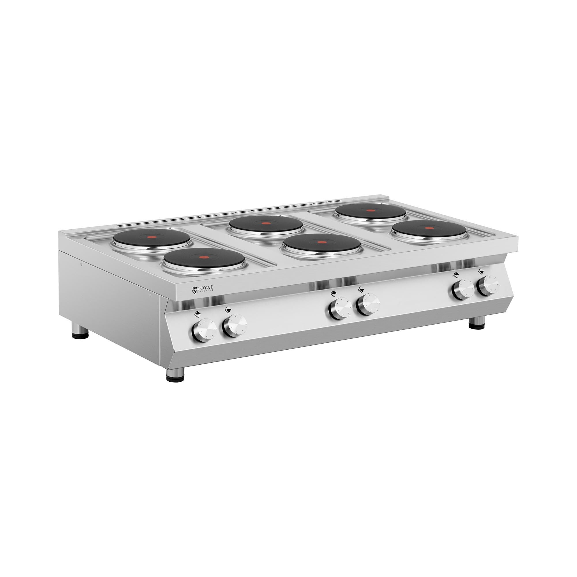 Royal Catering Cucina elettrica professionale - 15.600 W - Piano cottura con 6 fornelli RC-ECP6T