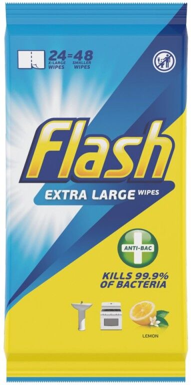 Flash Anti-Bacterial Wipes Lemon 48 st Reinigingsdoekjes