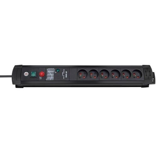 Brennenstuhl 1156004826 Premium-Line PDU Stekkerdoos 6 Sockets Type E met Schakelaar en Overspanningsbeveiliging Zwart - 3 meter