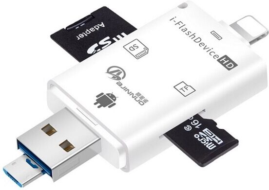 4i1 Minneskortläsare USB/Lightning/MicroUSB