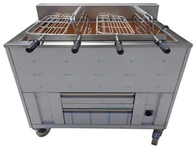 QDM Barbecue portugais en inox 4 broches rotatives L1000 mm - 400V