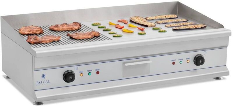 ROYAL CATERING Barbecue Electrique Inox Planche A Snacker Grill Professionnel Plancha