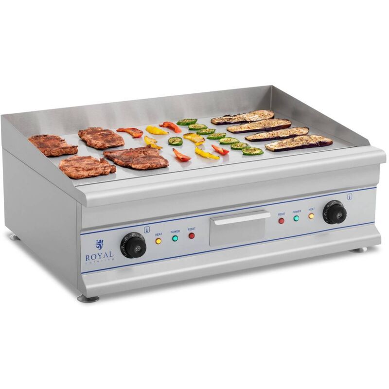 ROYAL CATERING Plancha Électrique Double Lisse Grill Électrique Professionnel Inox