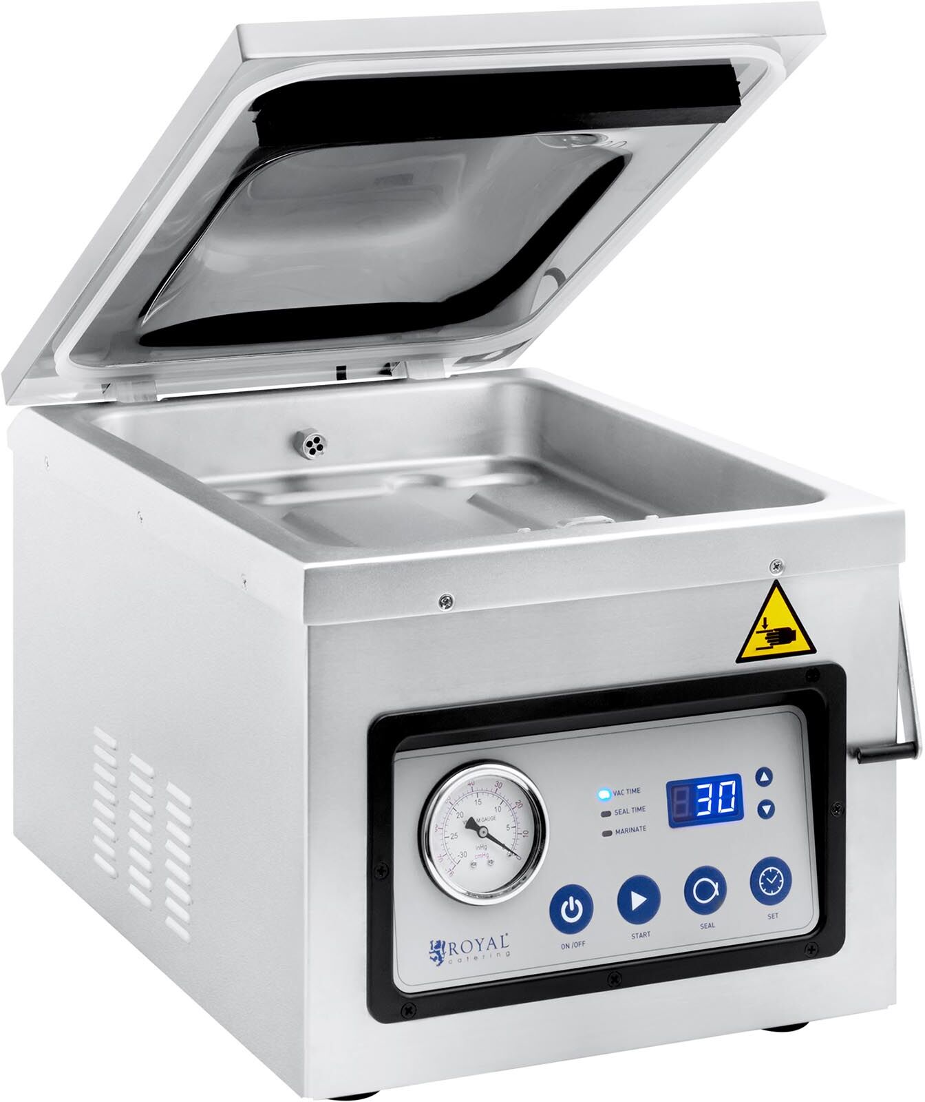 Notice d'utilisation, manuel d'utilisation et mode d'emploi Royal Catering Machine sous vide alimentaire - Largeur des sacs : 26 cm - Royal Catering - 16 l/min - 0,9 bar RCVG-46   