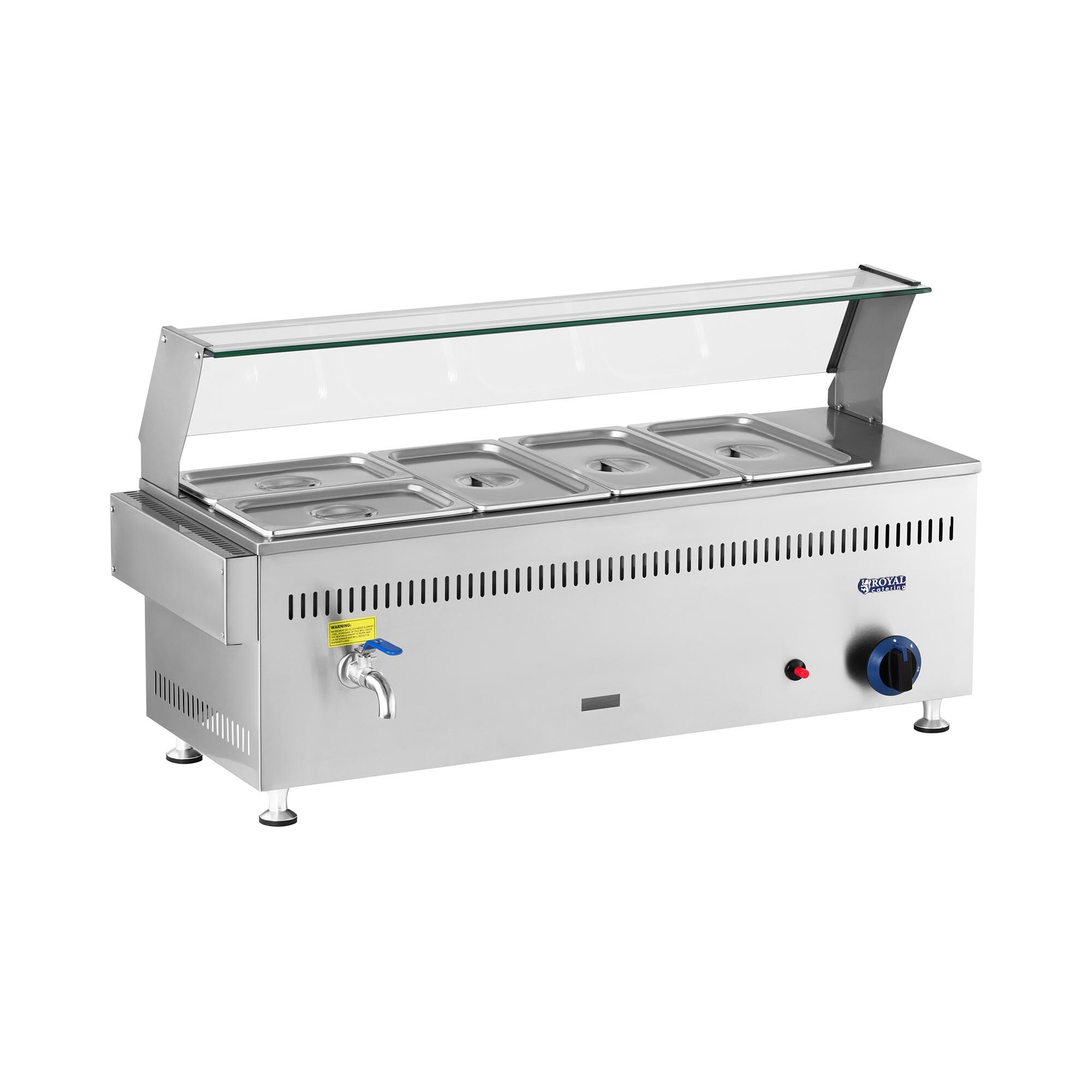 Notice d'utilisation, manuel d'utilisation et mode d'emploi Royal Catering Bain-marie à gaz - 3300 W - 5 bacs GN RC-BMG337   