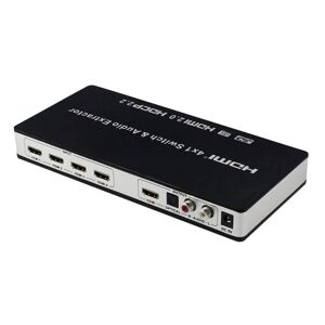 INF 4x1 HDMI Switch og lyddeler UHD 4K 3D HDMI 2.0 ARC Toslink + RCA
