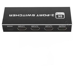 NÖRDIC HDMI 2.1 switch 3 til 1 8K60Hz 4K120Hz 48Gbps HDR