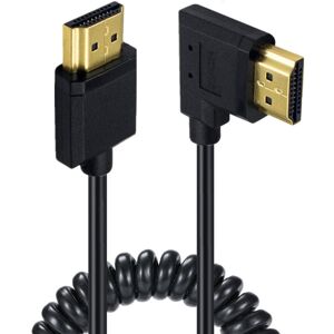 JUNSUNMAY 4K 60Hz HDMI Male to Male HDMI 2.0V Elbow Head Spring Cable, Length:1.2m(Right)