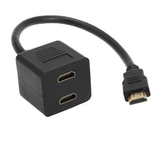 Shoppo Marte 30cm HDMI Splitter Adapter Y Verteiler Stecker mit 2 Kupplung Gel (Gold Plated)(Black)